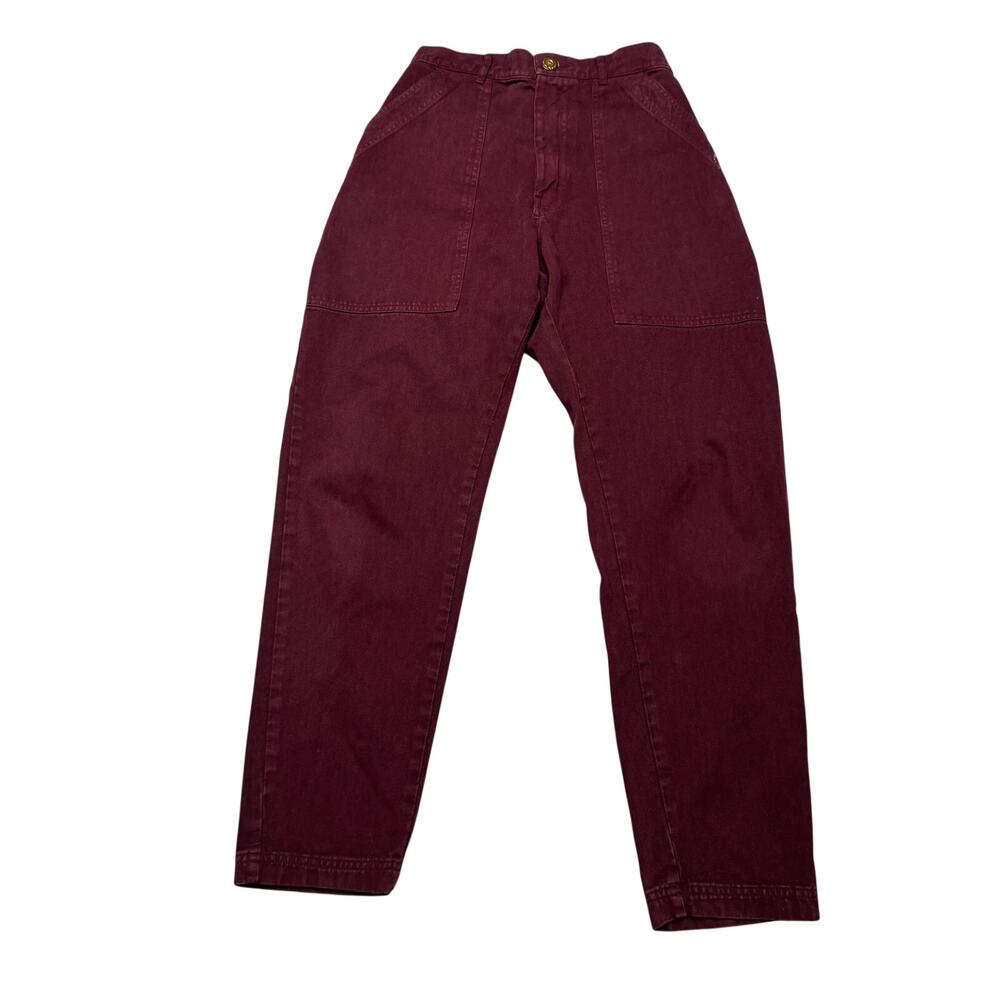 Big Bud Press Pencil Pants Burgundy Cotton Women's Small Utility Minimalist